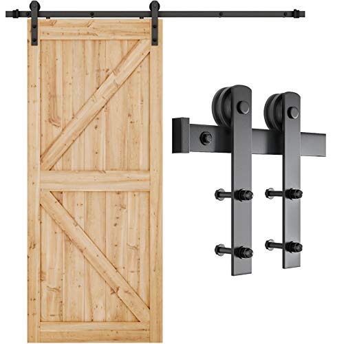 SMARTSTANDARD 6.6FT Barn Door Hardware kit, Barn Door Track, Sliding Door Hardware kit, Smoothly and Quietly -Heavy Duty Sturdy -Easy to Install, Fit 36'-40' Wide Panel (I Shape Hanger)