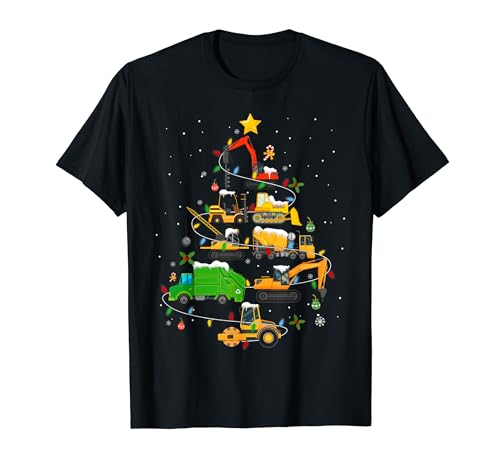 Construction Excavator Christmas Tree Boys Girls Kid Toddler T-Shirt
