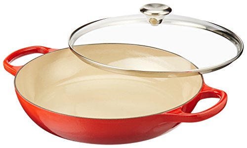 Le Creuset of America Enameled Cast Iron Buffet Casserole with Glass Lid, 3 1/2 quart, Cerise (Cherry Red)