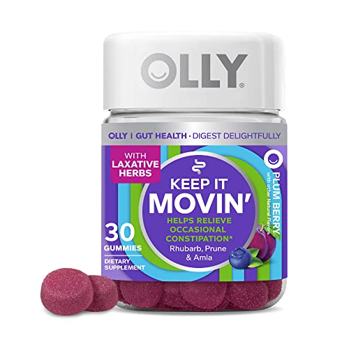 OLLY Keep it Moving Constipation Relief, Rhubarb, Prunes, Amla - Plum Berry Flavor - 30ct