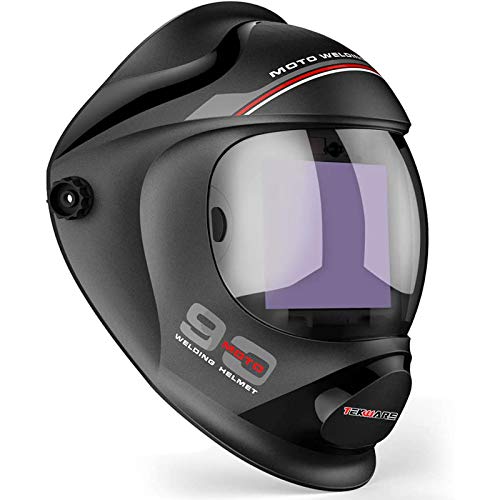 TEKWARE Ultra Large Viewing Screen True Color Solar Power Auto Darkening Welding Helmet, Hemispherical 4C lense, 4 Arc Sensor Wide Shade 4~5/9-9/13 for TIG MIG Arc Weld Grinding Welder Mask