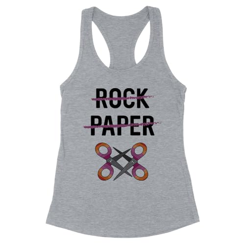 Lesbian Rock Paper Scissors Tank Top Fitted Racerback Women's 2X-Large Heather Grey