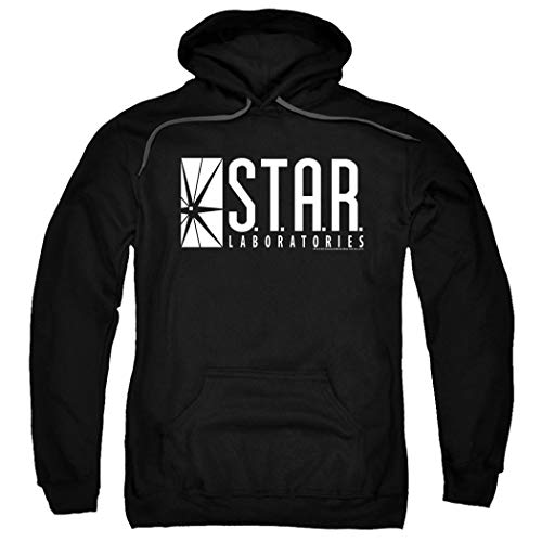 Flash Superhero Star Labs Pull-Over Hoodie Sweatshirt & Stickers (X-Large) Black
