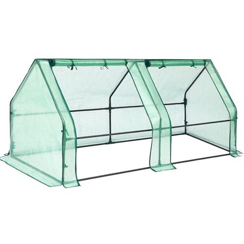 Ohuhu Portable Mini Greenhouse, 71'x36'x36' Greenhouses for Outdoors with Dual Large Zipper Doors & Ground Stakes, Waterproof & UV Protected Plastic Green House for Outside Garden Patio Backyard