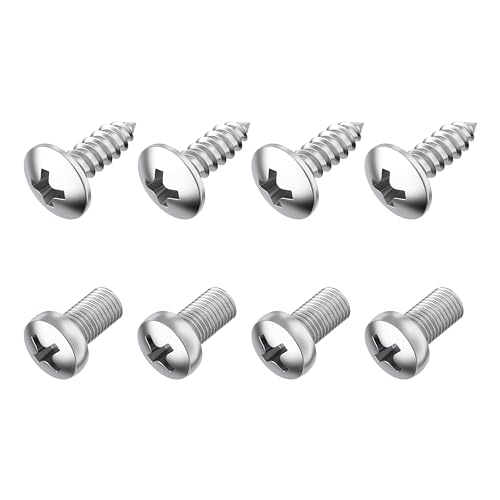 Prime Ave Stainless Steel License Plate Screws Compatible with Audi A3 A4 A5 A6 A7 A8 S3 S4 S5 S6 S7 S8 RS3 RS4 RS5 RS6 RS7 Q3 Q4 Q5 Q7 Q8 SQ5 SQ7 SQ8 RS Q8 TT TTS TT RS R8 E-tron (Standard Length)