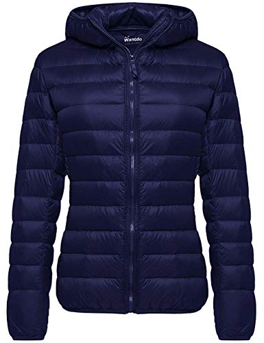 wantdo Women's Plus Size Down Coat Lightweight Hiking Jacket (Navy, 3X-Large)