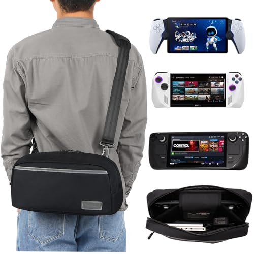Carrying Case for PlayStation Portal Remote Player/Steam Deck/OLED/Lenovo Legion Go/ASUS ROG Ally, Protective Storage Bag for Console & Accessories, Travel Lightweight Shoulder Bag with Multi-Pockets