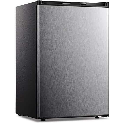 Kismile 3.0 Cu.ft Compact Upright Freezer with Reversible Single Door,Removable Shelves Mini Freezer with Adjustable Thermostat for Home/Kitchen/Office (3.0 Cu.ft, Stainless Steel)