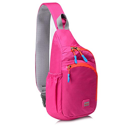 Lecxci Sling Bag Waterproof Sling Backpack Lightweight Crossbody Chest Bag Daypack Hiking Travel for Women Men (M,pink, M)