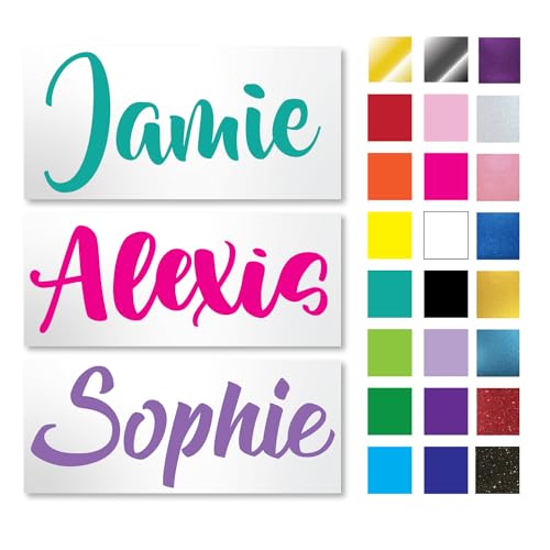 Custom Personalized Vinyl Name Decal Sticker Compatible with Tumbler Cup, Laptop, RV, Trucks, Phones, Boats, Helmets, Bottles, Cars and Vehicles (Glitter Colors Available)