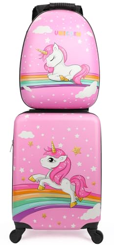 emissary Kids Luggage With Wheels For Girls, Unicorn Kids Luggage Set, Childrens Luggage For Girls With Wheels, Kids Suitcases With Wheels For Girls, Toddler Suitcase For Girls, Travel Luggage For Kid