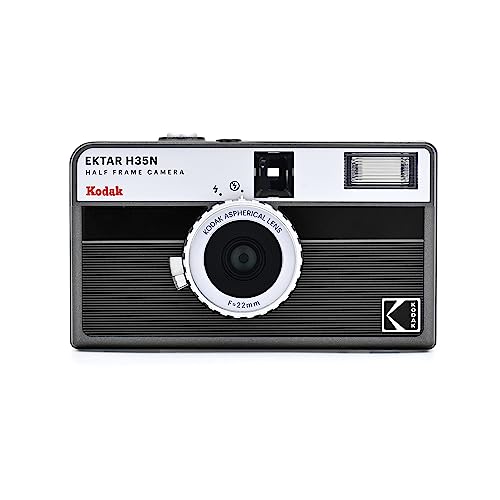 KODAK EKTAR H35N Half Frame Film Camera, 35mm, Reusable, Focus-Free, Bulb Function, Built-in Star Filter, Coated Improved Lens (Film & AAA Battery are not Included) (Striped Black)