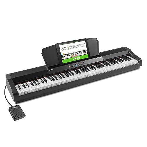 Alesis Recital Grand - Digital Piano 88 Weighted Keys with Hammer Action, Sustain Pedal, 16 Premium Voices, Speakers, Piano Lessons, Sheet Music Stand