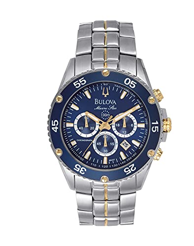Bulova Men's Marine Star Two-Tone Stainless Steel Chronograph Quartz Watch, Blue Dial Style: 98H37