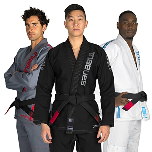 Sanabul Core Competition BJJ Gi for Men | Preshrunk Excellence | IBJJF-Approved Brazilian Jiu-Jitsu Training and Competition Gi (Black/Gunmetal, A2)