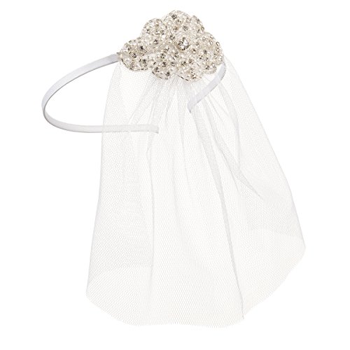 Darice David Tutera Beaded Silver Applique and White Tulle Bridal Headband Veil