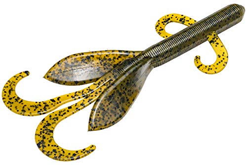 Strike King Lures, KVD Perfect Plastic Magnum Game Soft Bait Lure, Freshwater, 5 1/4' Length, Green Pumpkin, Package of 6