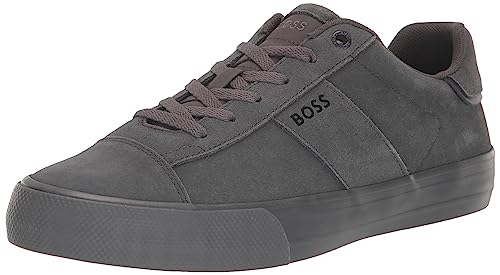 BOSS Men's Cupsole Suede Leather Casual Sneaker, Dark Dove Grey, 10