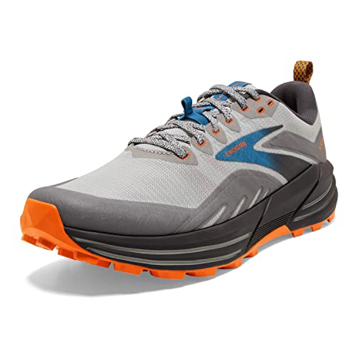 Brooks Men's Cascadia 16 Trail Running Shoe - Oyster Mushroom/Alloy/Orange - 10 Medium