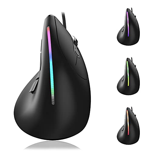 AFUNTA 12800 DPI RGB Gaming Mouse, Ergonomic Mouse Optical Wired Vertical Mouse with 9 Programmable Buttons, for Gamer PC Laptop(T50)