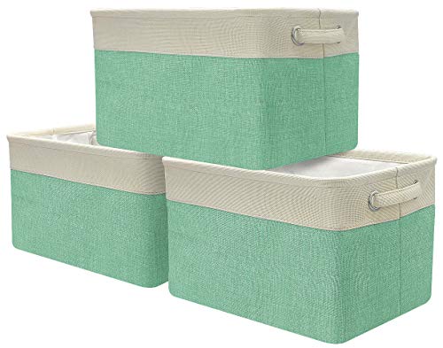 Sorbus Fabric Storage Cubes 15 Inch - Big Sturdy Collapsible Storage Bins with Dual Handles - Foldable Baskets for Organizing -Decorative Storage Baskets for Shelves | Home & Office Use -3 Pack| Green