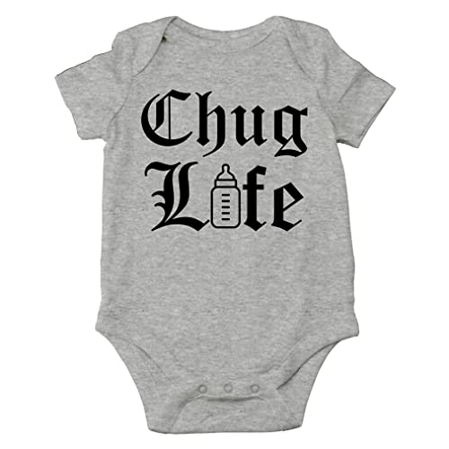 AW Fashions Chug Life - Parody Cute Novelty Funny Infant One-piece Baby Bodysuit (6 Months, Sports Grey)