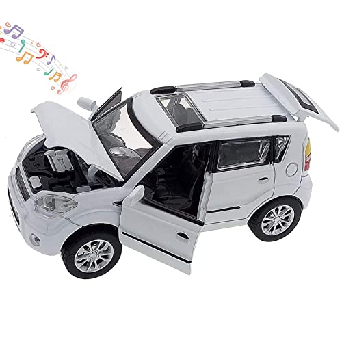 Toy Cars Diecast Car Models KIA Soul Model Cars,Pull Back Cars,Car Toy with Sound and Light for 3+ Year Old Boys(White)