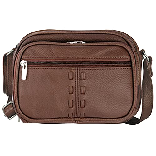 Cowhide Leather Women's Shoulder Purse Small Cross Body Organizer Bag with Many Pockets (Brown-Braided)