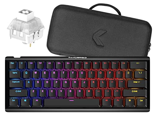 KINESIS Gaming TKO Mechanical Keyboard | Clicky White Switches | 60% Layout | Split Spacebar | Hotswap | PBT Keycaps | Aluminum Body | SF Shock Limited Edition Travel Case