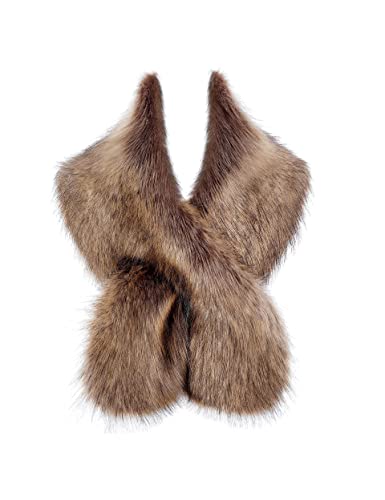 BABEYOND Women’s Faux Fake Fur Collar Shawl Faux Fur Scarf Wrap for Winter Coat 1920s Flapper Outfit 120cm/47.2' Long (Raccoon)