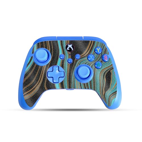 Glossy Glitter Gaming Skin Compatible with PowerA Xbox Series X|S Enhanced Wired Controller - Blue Canyon - Premium 3M Vinyl Protective Wrap Decal Cover | Crafted in The USA by MightySkins