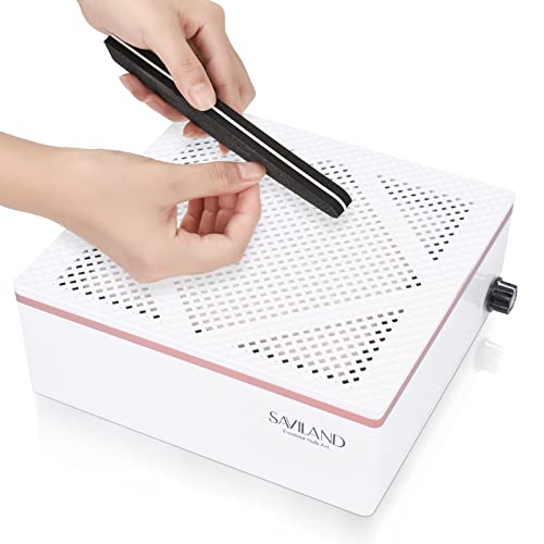 Saviland Nail Dust Collector: Super Quiet Dust Collector Machine Reusable Filter & Powerful 60W Nail Vacuum Cleaner Fan Electric Manicure Tool for Acrylic Nails Builder Extension Hard Nails Low Noise