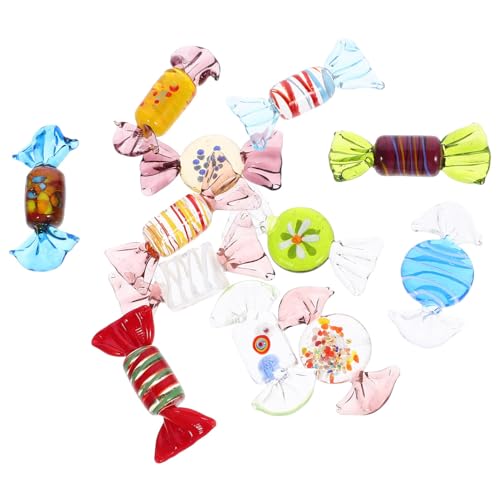 NUOBESTY 12Pcs Vintage Murano Style Glass Sweets Glass Candy Ornaments Various Glass Sweets Candy Ornament Set for Home Party Wedding Christmas Festival Decorations (Random Style)