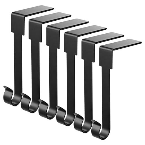 ARCHCRTC 6 Pcs Christmas Stocking Holders Mantel Stcoking Hangers Metal Hanging Hooks Christmas Ornament Hooks Mantel Garland Clips for Thick Fireplace Mantel Staircases Xmas Party Decor (Black, 6)