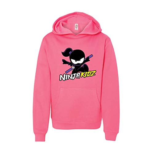Ninja Kidz Official Original Girl Logo Pullover Hoodie- Dress Your Ninja Kid in Cool Gear! (Hot Pink, Youth Medium)