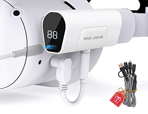 5000mAh Rechargeable Battery Pack for Oculus Quest 2 Accessories/Meta Quest 2 Pro Headset and Elite Strap, Ultra Lightweight, Provides Extra 2+ Hours of Gaming Time, Visualized Power Display Window