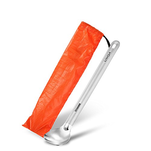 Lixada Titanium Long Spoon Camping Long Handle Spoon Lightweight Camping Spoon for Outdoor Picnic Backpacking Flatware Hiking Travel Picnic 1/2Pcs