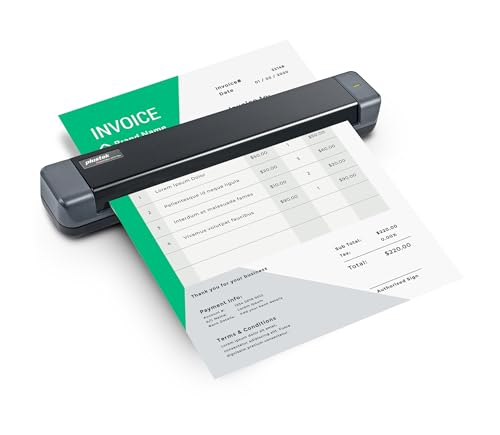 Plustek Mobile Scanner S410 Plus - Portable Sheet-Fed Document Scanner - for Windows 7/8 / 10/11, Featuring Button-Free Scanning with Included OCR Software