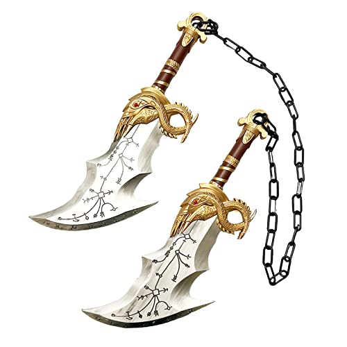 17' Medieval Kratos Fully Upgraded Blades of Chaos Foam Sword Cosplay Prop LARP 1:1 Replica Costume Halloween Gold Silver