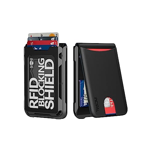 INCIPAL Wallet for Men – Card Holder with Money Clip RFID Blocking Slim Leather Metal Minimalist Wallets (Black)