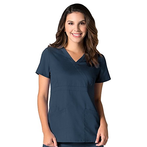 Maevn Women's EON Back Mesh Panel Mock Wrap Top(True Navy, XXX-Large)