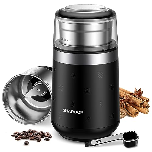 SHARDOR Super Silent Coffee Grinder Electric, Herb Grinder, Spice Grinder, Coffee Bean Grinder, Espresso Grinder with 1 Removable Stainless Steel Bowl, Black