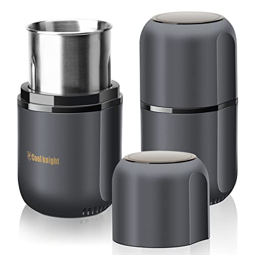 COOL KNIGHT Herb Grinder [large capacity/fast/Electric ]-Spice Herb Coffee Grinder with Pollen Catcher/- 7.5' (Grey)