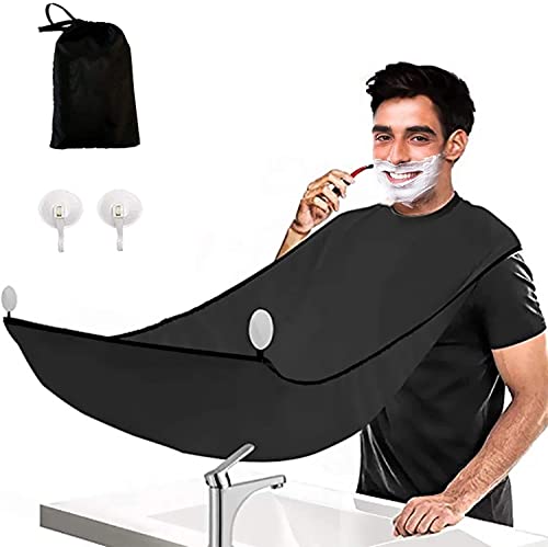 MOLANLY 2Pcs Beard Bib Beard Apron - Waterproof Beard Hair Catcher for Men Shaving & Trimming - Non-Stick Beard Cape Grooming Cloth with 2 Suction Cup, Christmas Gifts for Men Father Boyfriend