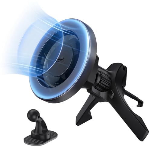 ESR for MagSafe Car Mount (HaloLock), Magnetic Car Phone Holder Mount, Air Vent/Dashboard Magnetic Phone Mount for iPhone 15/14/13/12, Strong Magnets, Car Accessories, Charging Not Supported, Grey