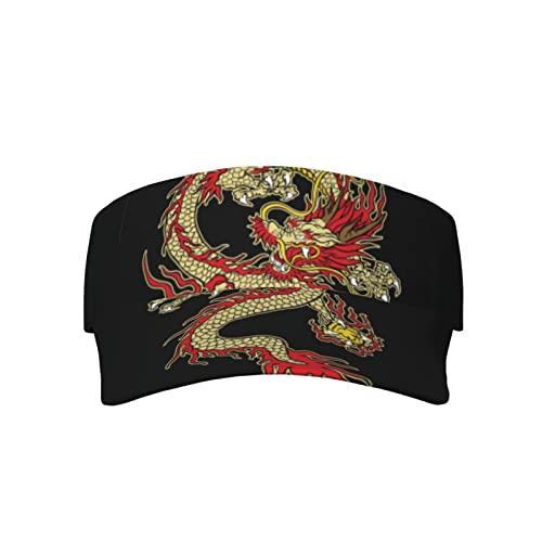 Chinese Dragon Sport Sun Visor Hats Adjustable Ball Caps Cool Empty Top Baseball Sun Cap for Men Women