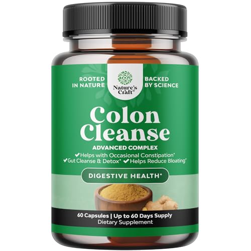 Colon Cleanser & Detox - Lactobacillus Acidophilus Probiotic Supplement Body Cleanse - Psyllium Husk Capsules Gut Health Supplement