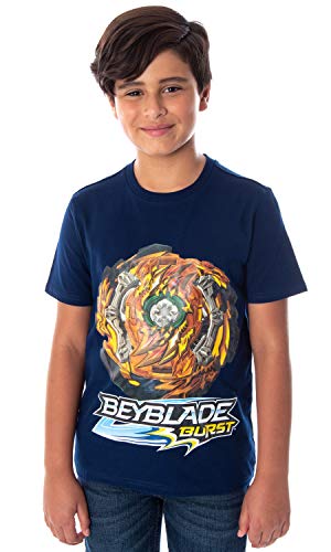 INTIMO Beyblade Burst Boys' Wizard Fafnir Spinner Top Kids Short Sleeve T-Shirt (SM, 6/7)