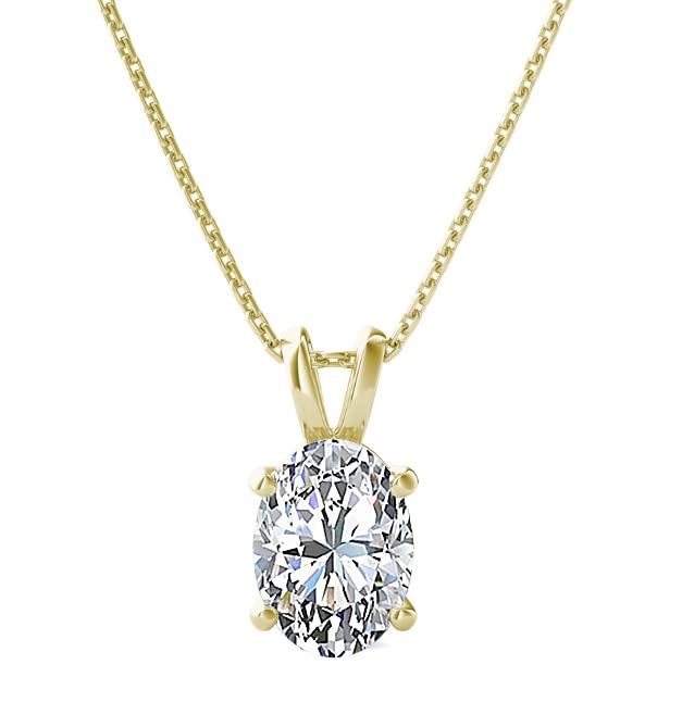 The Diamond Deal SI1-SI2 Clarity 1.00CT(1.00 Cttw) Cttw Lab-Grown Oval Shape Solitaire Diamond Pendant Necklace Womens Girls |14k Yellow Gold with 18' chain