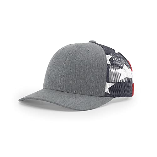 The Hat Pros | Richardson 112 Structured Classic Trucker Snapback (Heather Grey/Stars & Stripes)